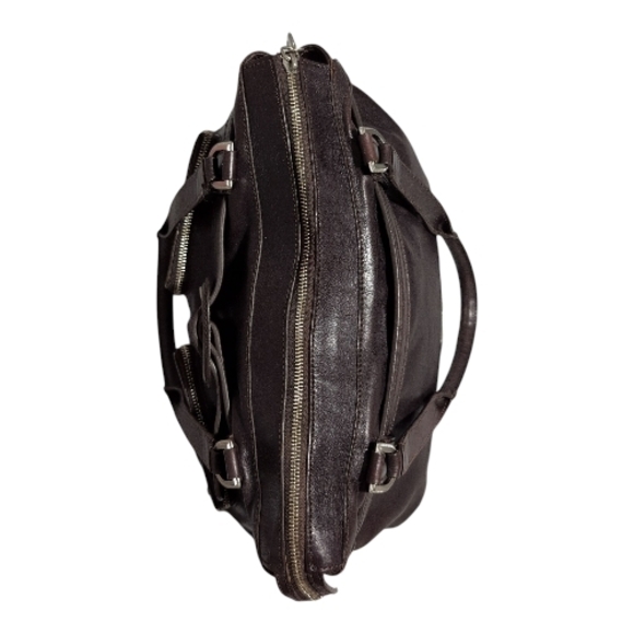 Vintage COLE HAAN Aerin DarkBrown Belt Loops Buckle Accent Large Satchel Handbag - Picture 7 of 16